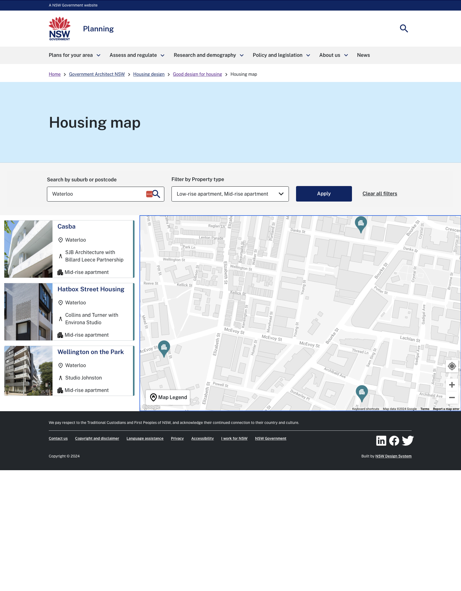GANSW Good Design for Housing map